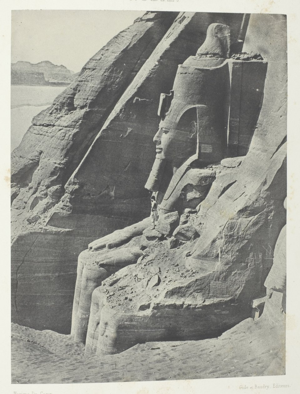Ibsamboul, Colosse Oriental Du Spéos De Phrè, Vu De Profil; Nubie, plate 104 from the album "Egypte, Nubie, Palestine et Syrie" (1852) - Maxime Du Camp
