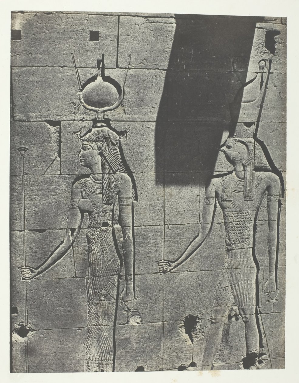 Kalabscheh, sculptures de la façade postérieure du temple, Nubie, 1849-51, imprimé en 1852 - Maxime Du Camp