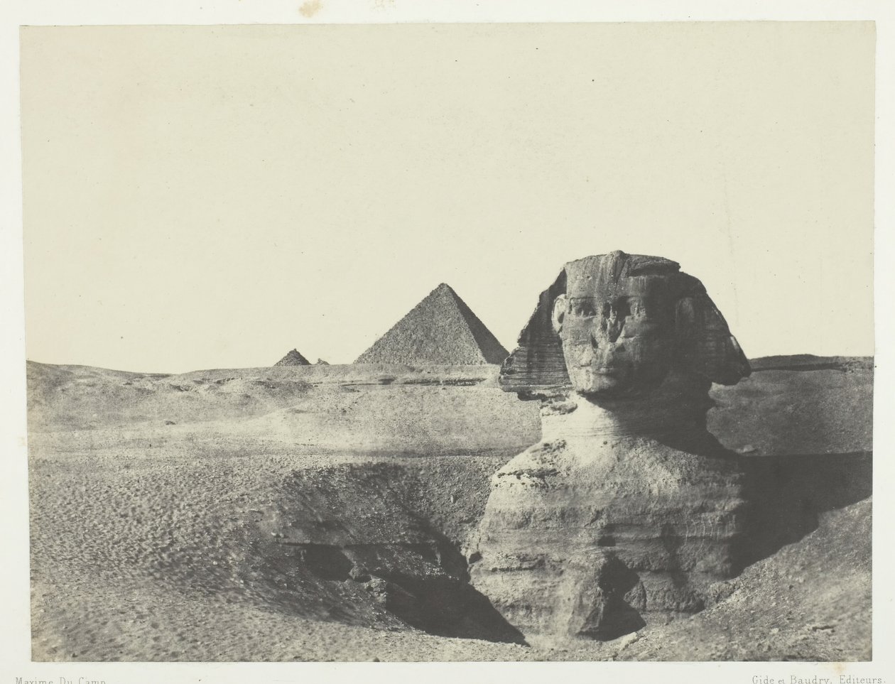 Le Sphinx vu de face, Moyenne Égypte, 1849-51, imprimé en 1852 - Maxime Du Camp