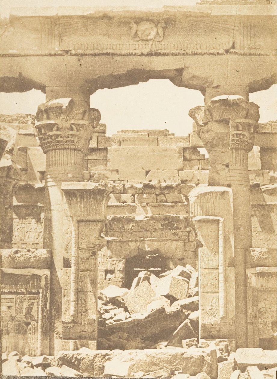 Temple de Kalabcheh - Entre colonnement médial du Pronaos, 8 avril 1850 - Maxime Du Camp