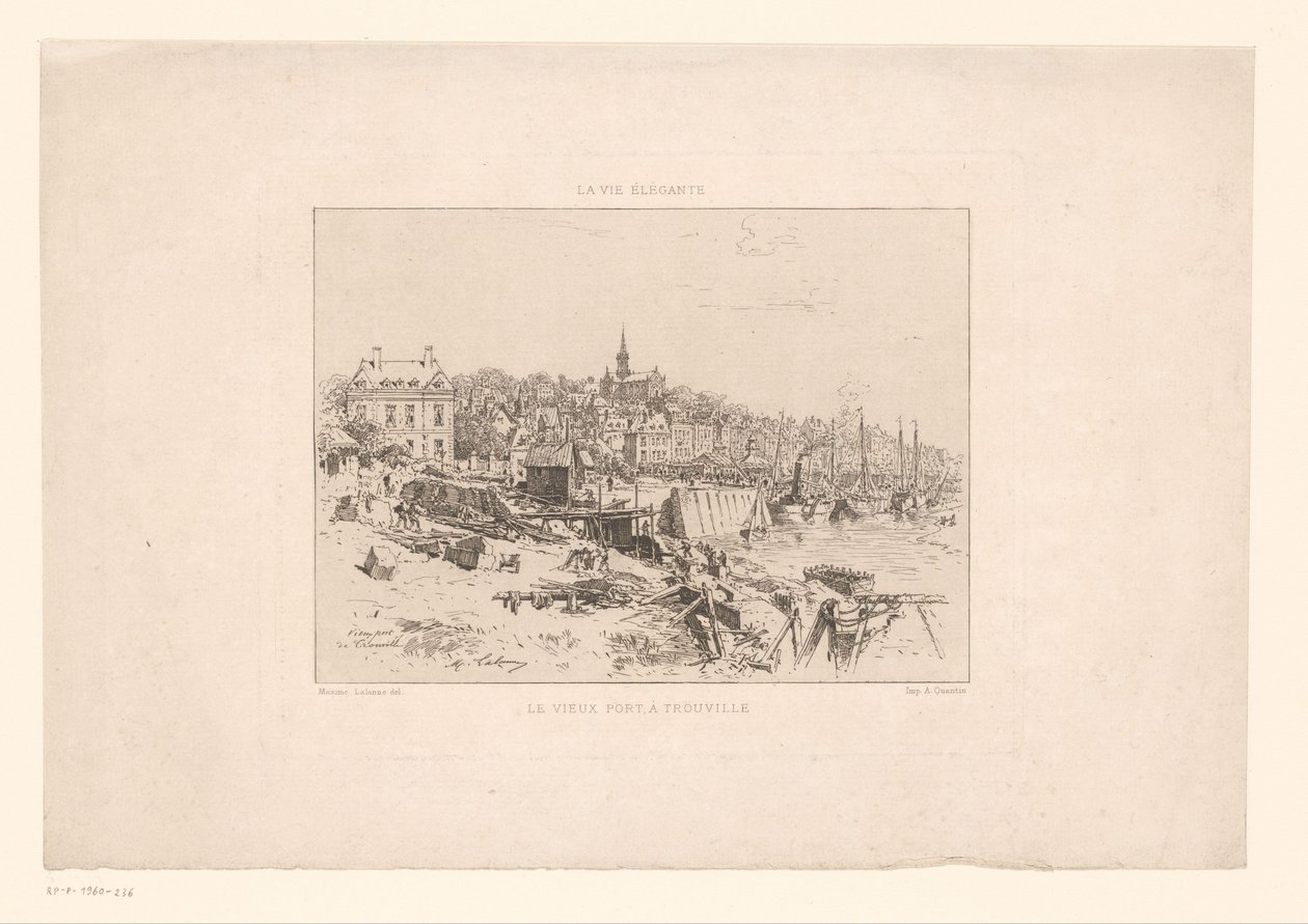 Vue du port de Trouville (La vie élégante) - Maxime François Antoine Lalanne