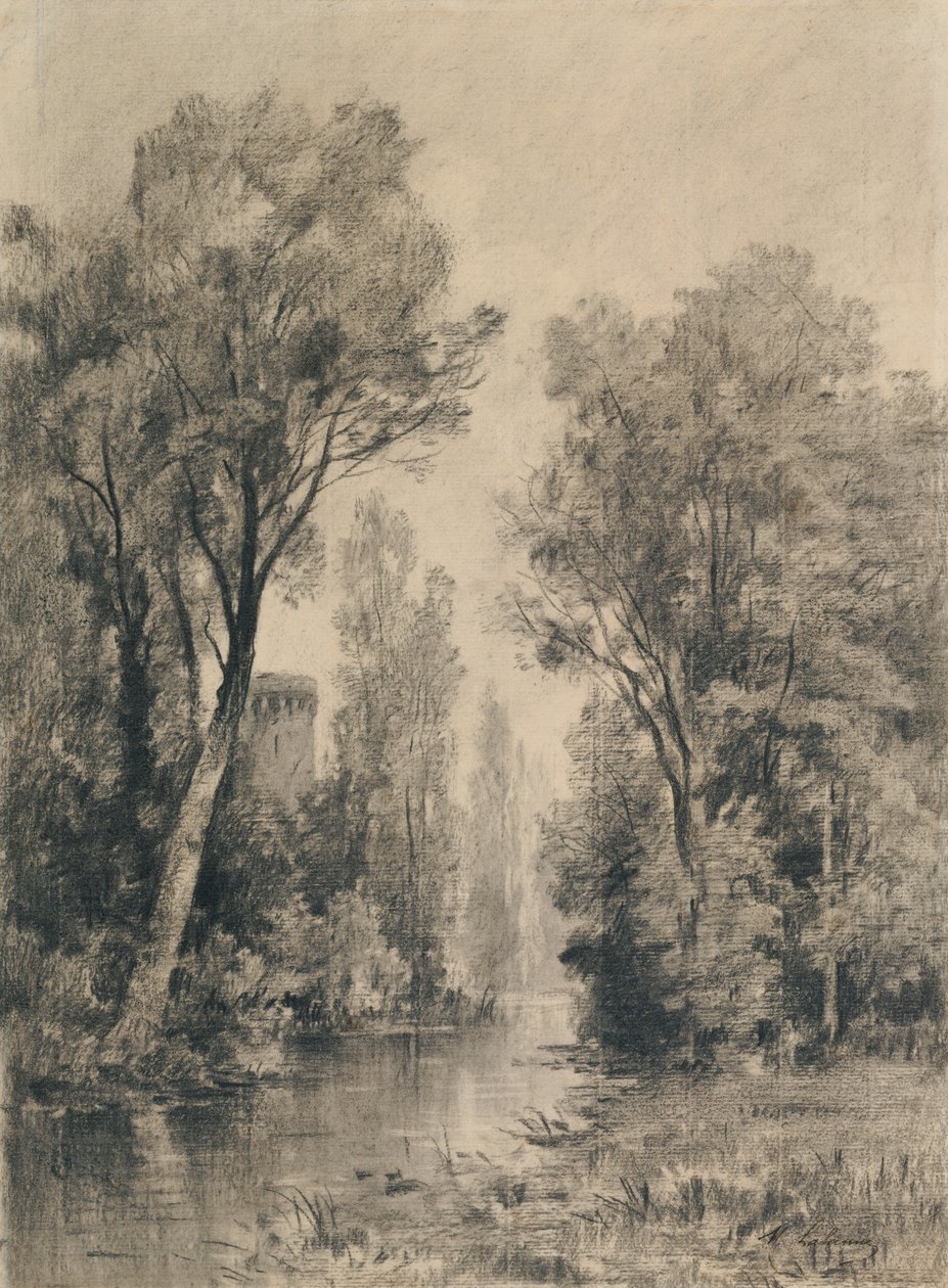 Château dominant une rivière - Maxime Lalanne