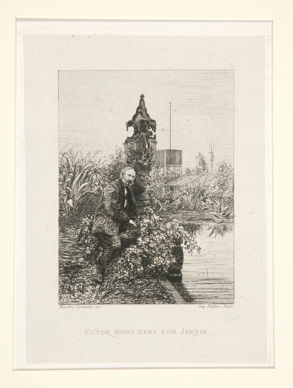 Victor Hugo dans son jardin, pl. 12 de la suite Chez Victor Hugo - Maxime Lalanne