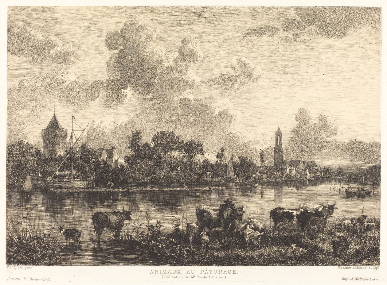 Animaux au Pâturage - Maxime Lalanne after Nicolaes Pietersz Berchem