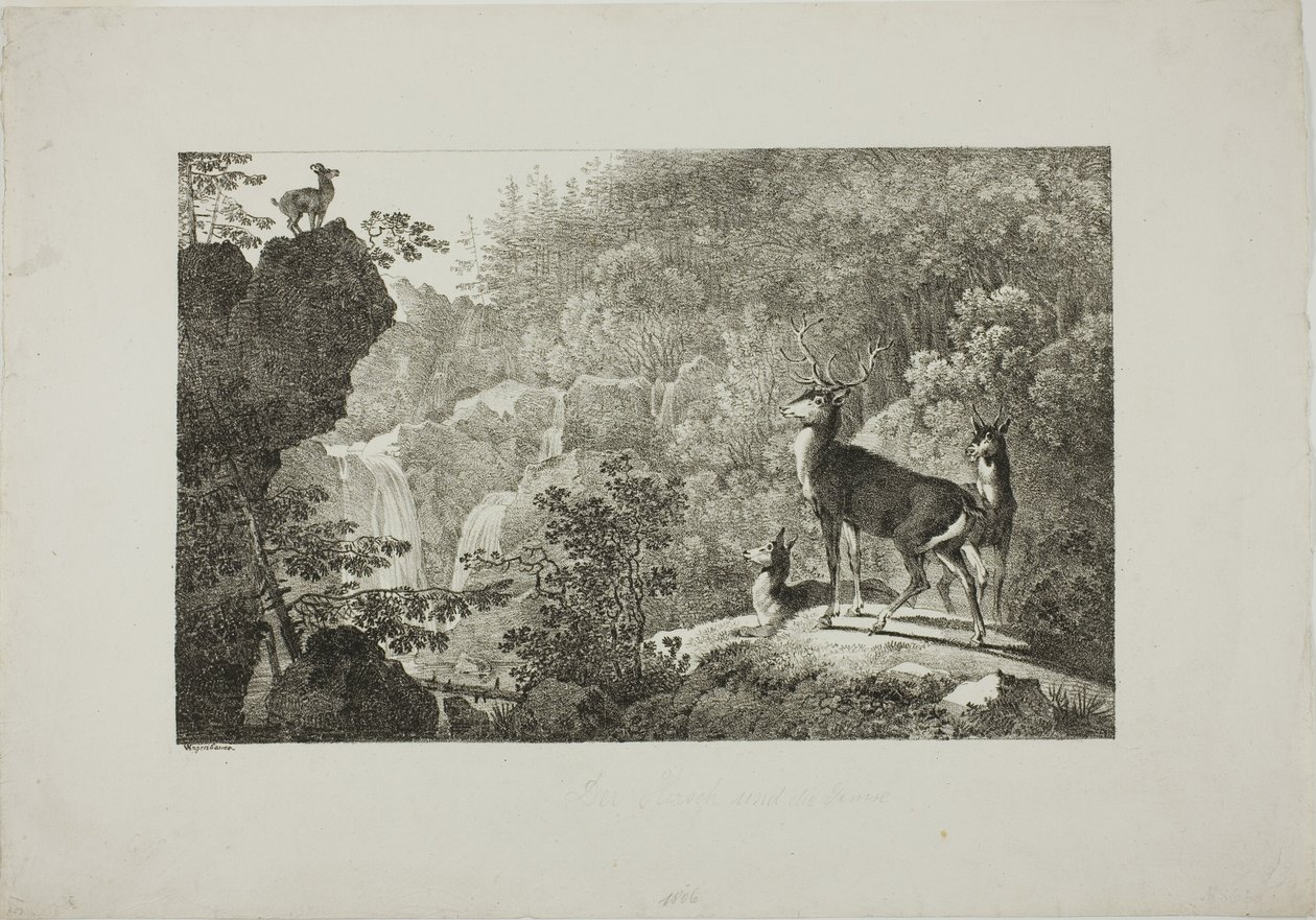 Le Cerf et le Chamois - Maximilian Josef Wagenbauer