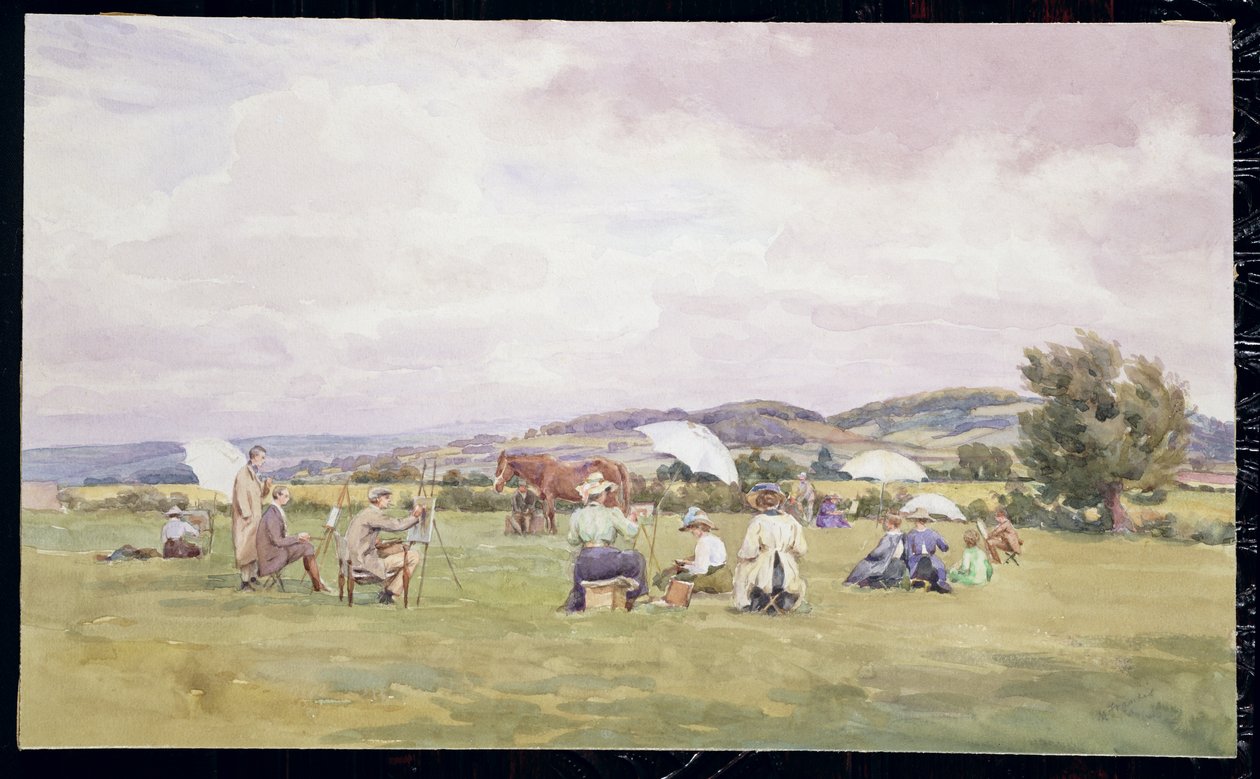 Une partie de croquis dans les Cotswolds, c.1910 - May Francis