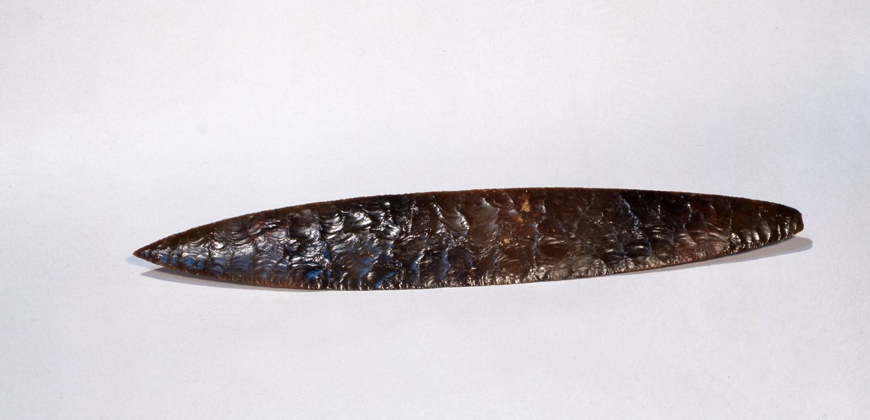 Couteau sacrificiel, de Nakum, Peten, Guatemala, Période Classique Tardive (obsidienne) - Mayan