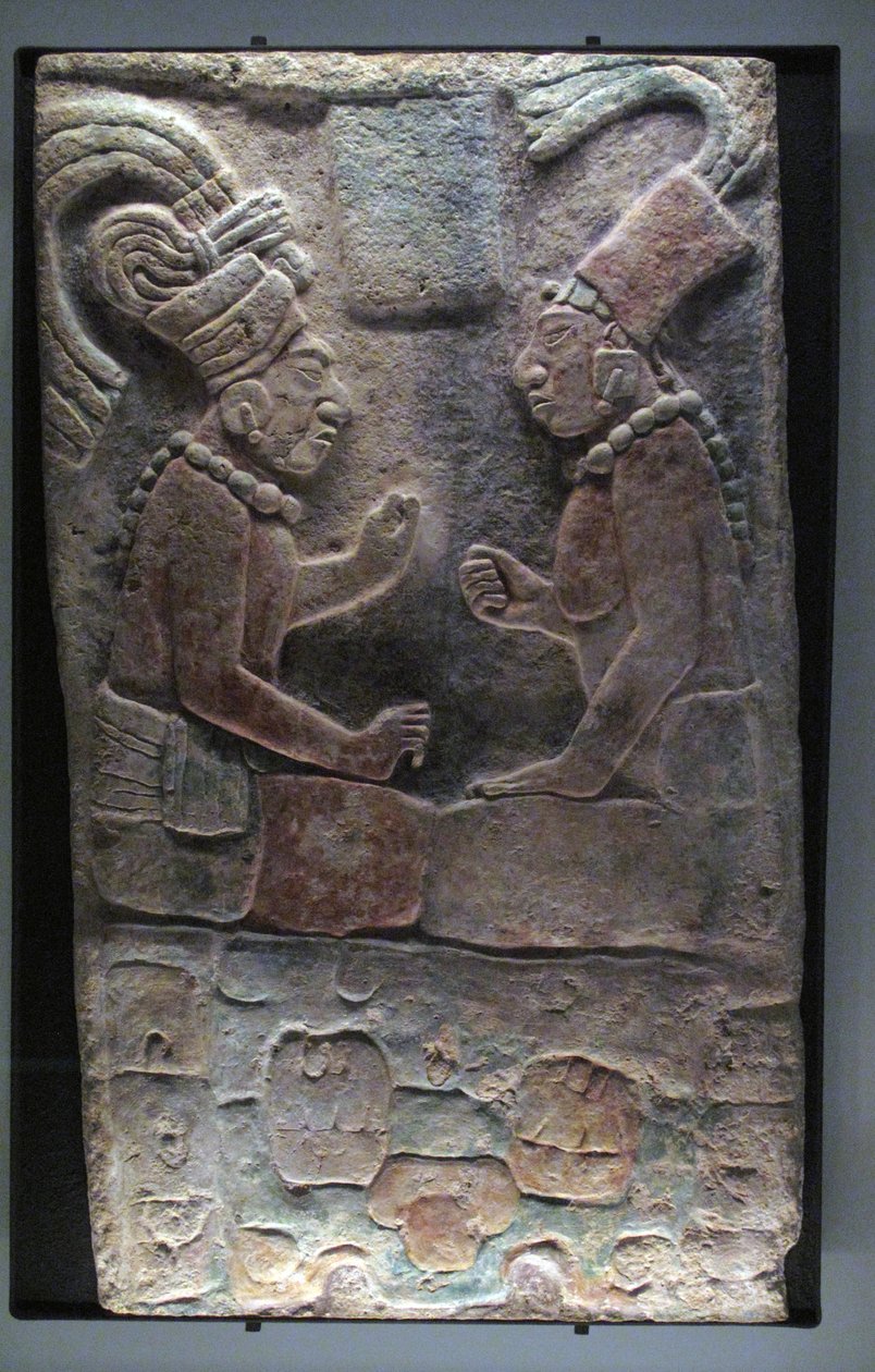 Deux hommes assis, El Chicozapote, Usumacinta, Période Classique Tardive, 600-900 apr. J.-C. - Mayan