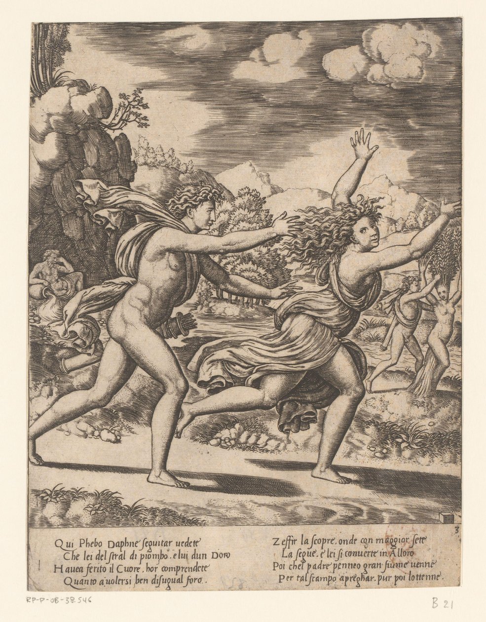 Apollon poursuit Daphné - Meester van de Dobbelsteen