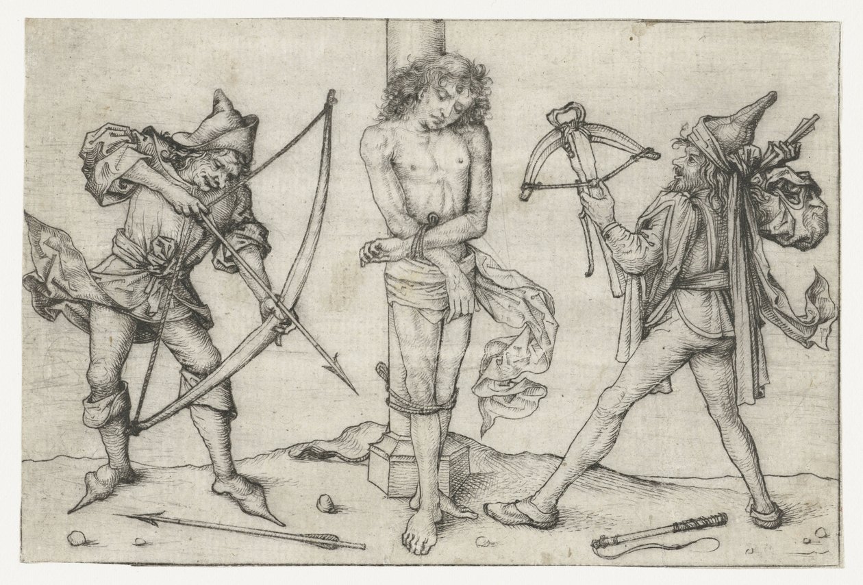 Saint Sébastien avec des archers - Meester van het Amsterdamse Kabinet