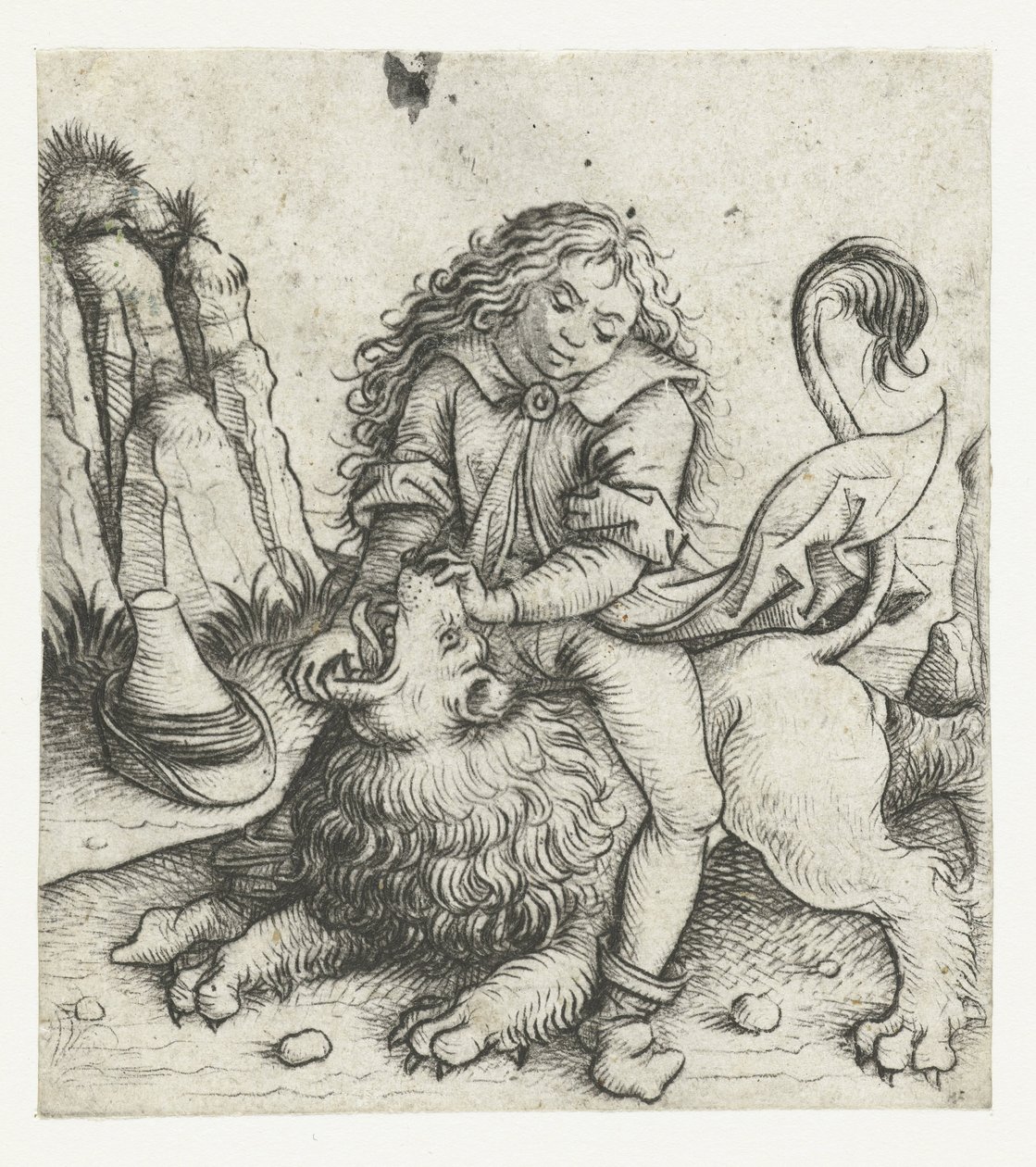 Samson vainc le lion (Histoire de Samson) - Meester van het Amsterdamse Kabinet