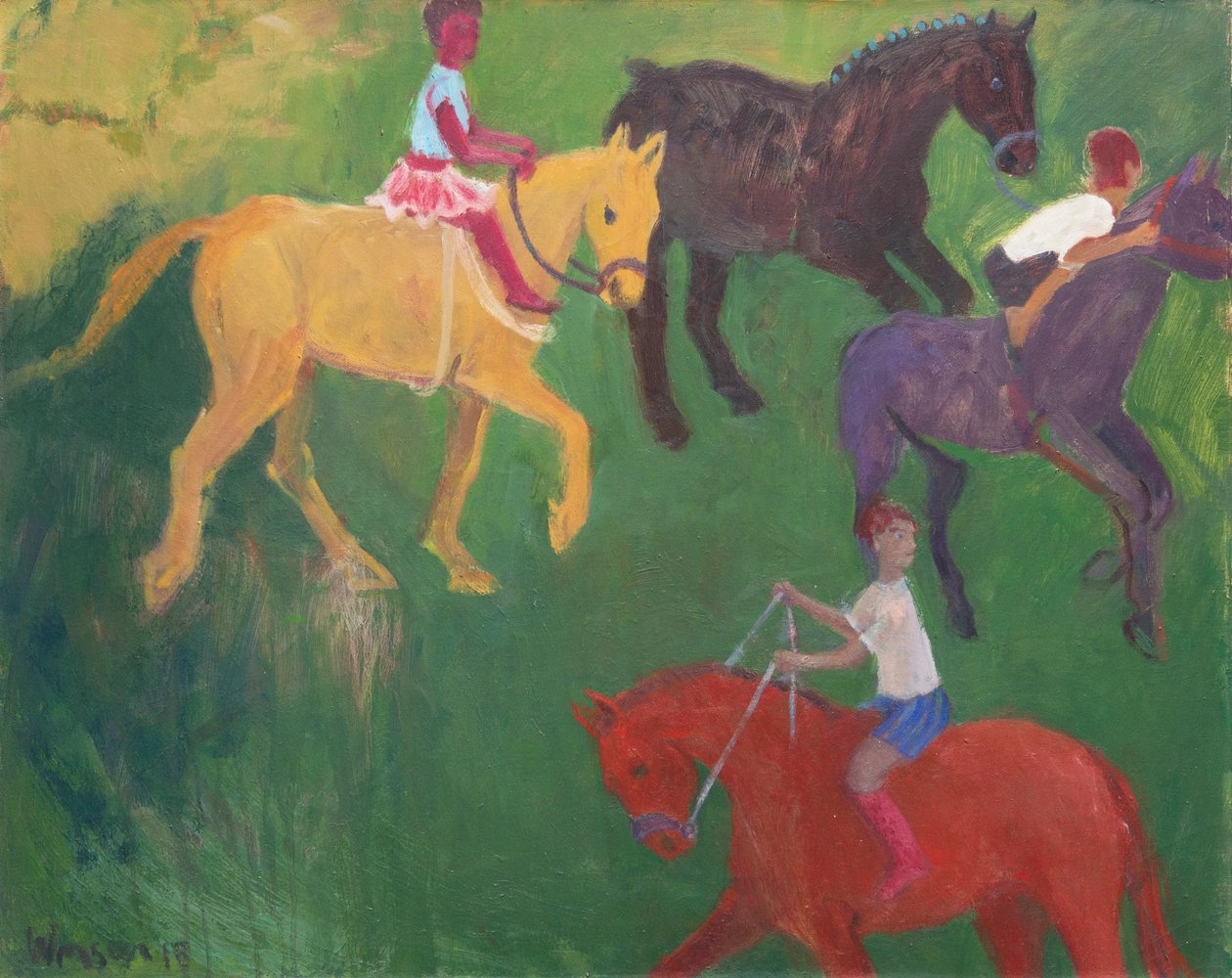 Quatre chevaux, 2018 (huile sur toile) - Megan Williamson