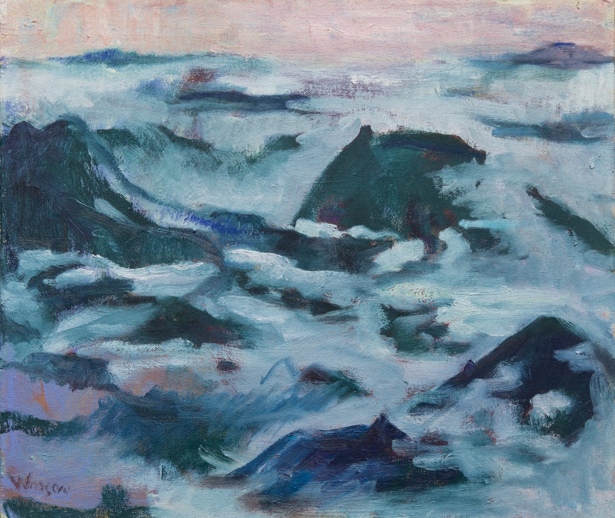 Douze montagnes brumeuses, 2016 (huile sur toile) - Megan Williamson