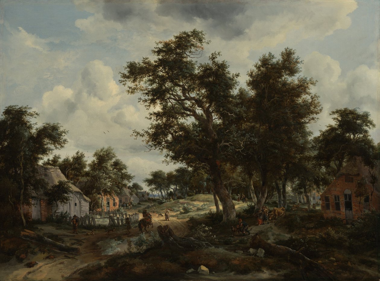 Paysage boisé avec des voyageurs sur un chemin - Meindert Hobbema