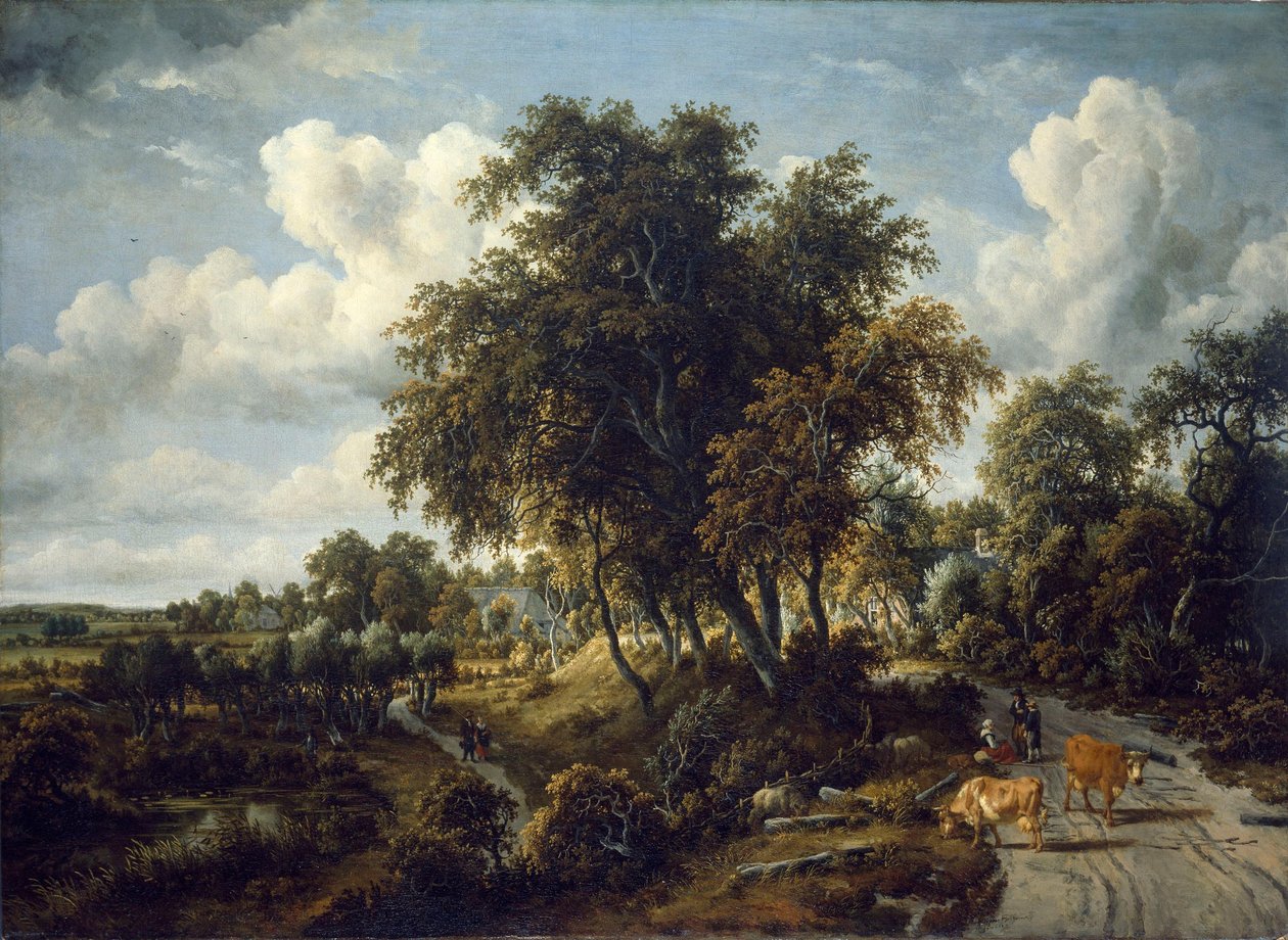 Paysage boisé : le chemin sur la digue - Meindert Hobbema