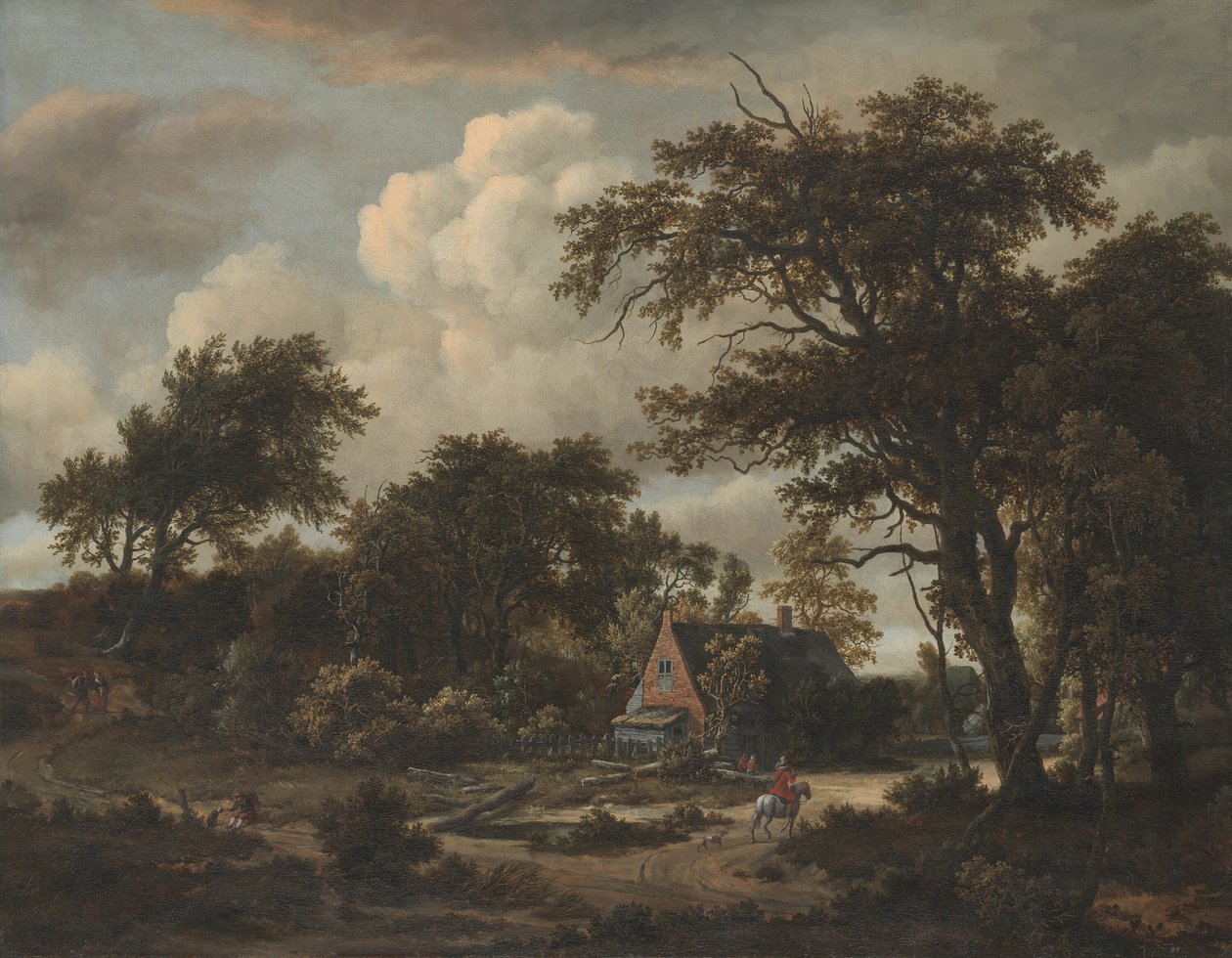 Paysage boisé avec cottage et cavalier - Meindert Hobbema