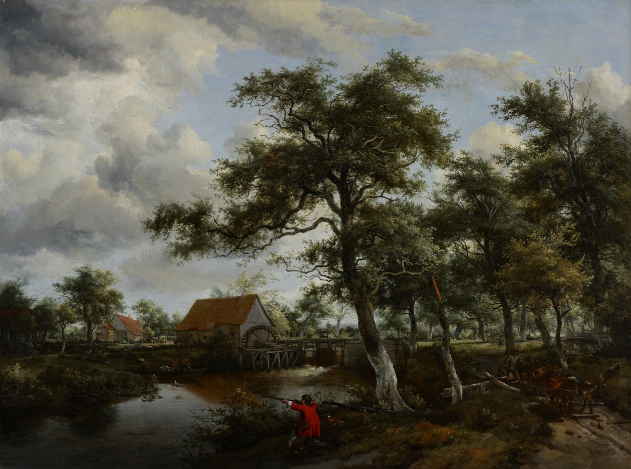 Paysage boisé avec moulin à eau - Meindert Hobbema