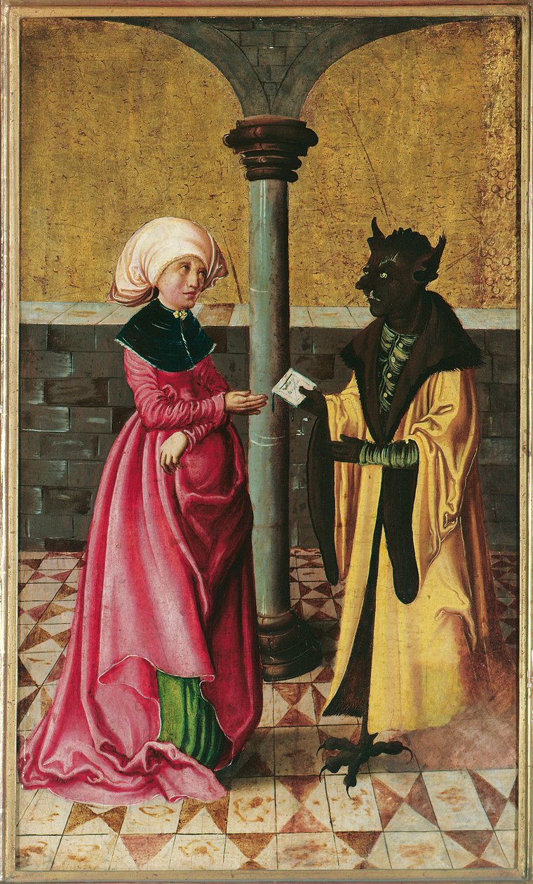 La transmission du faux message par le diable (Légende des saints Cosmas et Damien) - Meister der Legendenszenen