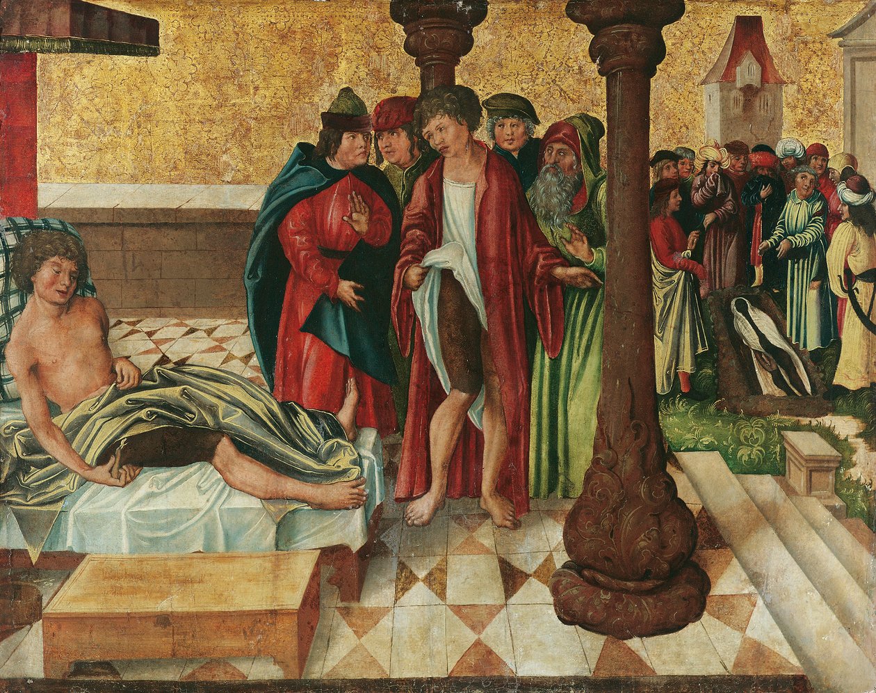 Guérison miraculeuse de la jambe par les saints Côme et Damien - Meister der Legendenszenen