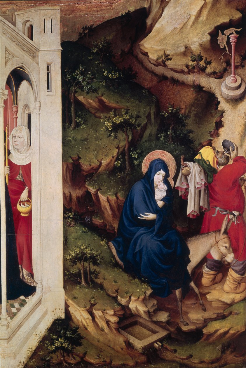 Retable de la Chartreuse de Champmol, côté droit représentant la Fuite en Égypte, vers 1393-99 (détail) - Melchior Broederlam