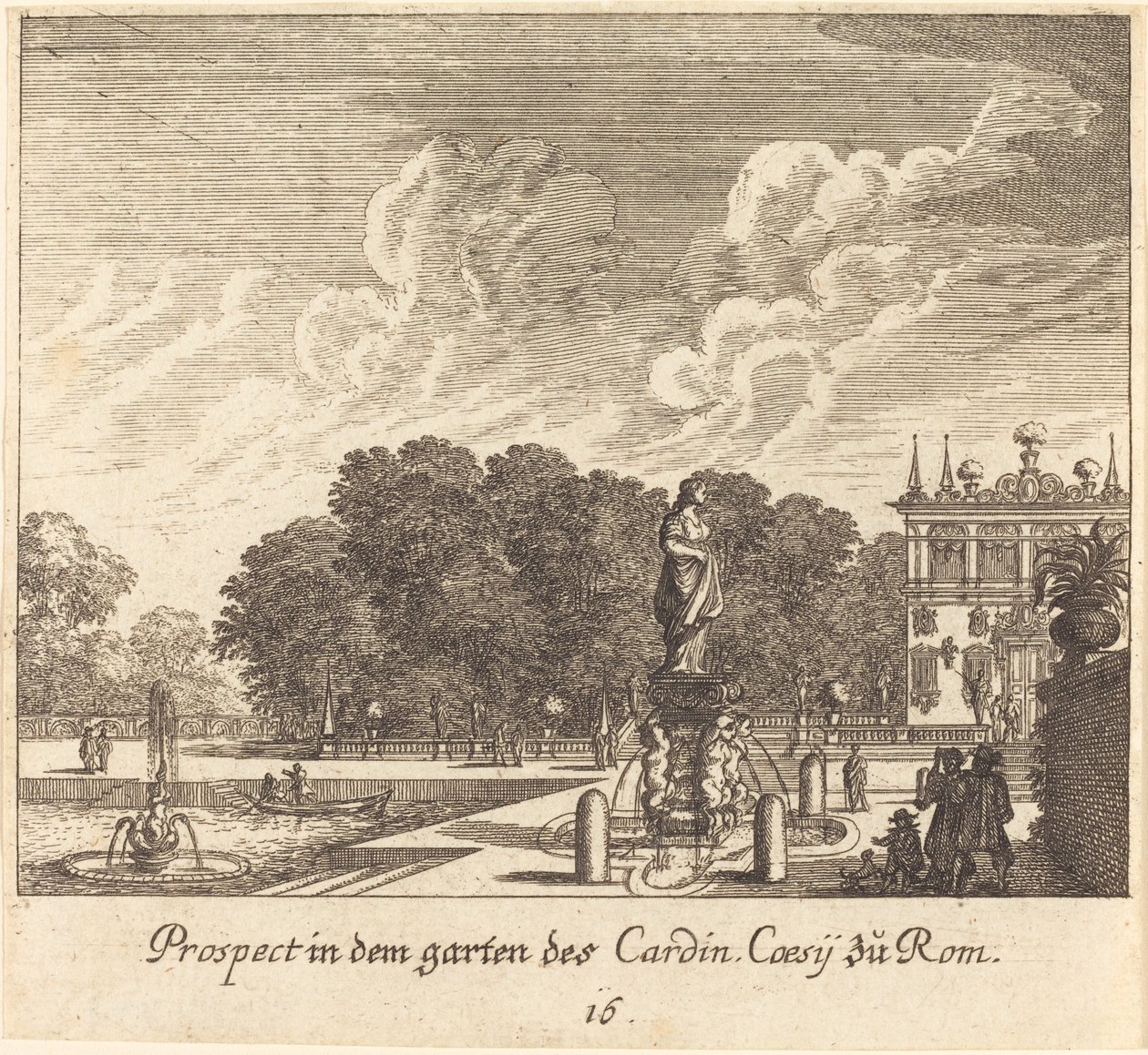 Jardins du Cardinal Coessi, Rome - Melchior Küsel after Johann Wilhelm Baur
