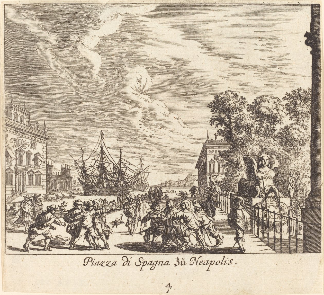Piazza di Spagna, Naples - Melchior Küsel after Johann Wilhelm Baur