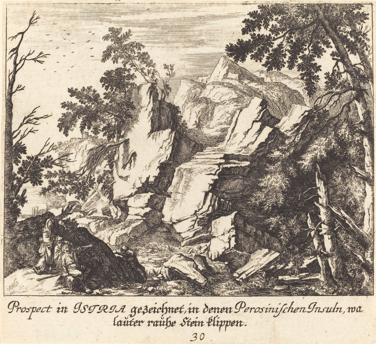 Vue en Istrie - Melchior Küsel after Johann Wilhelm Baur