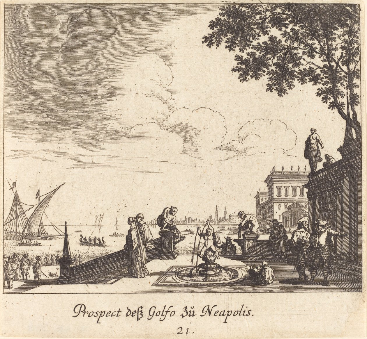 Vue du golfe de Naples - Melchior Küsel after Johann Wilhelm Baur