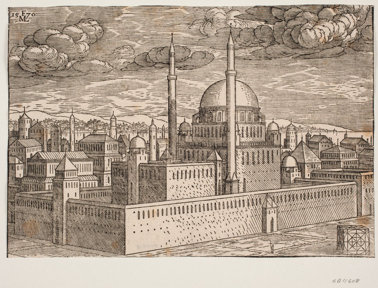 Mosquée, avec deux minarets, vue du nord-ouest; de l