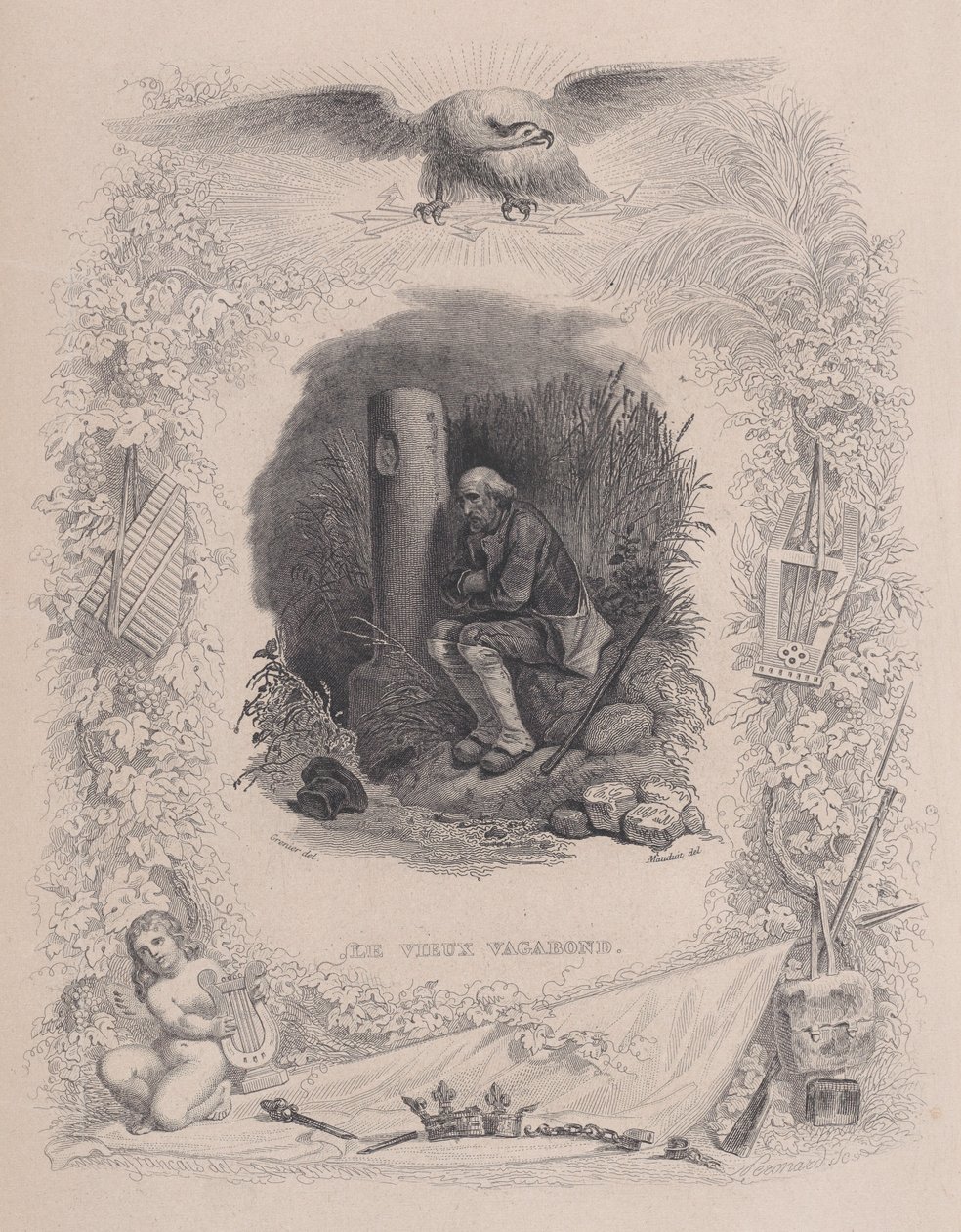 Le Vieux Vagabond, des Œuvres complètes de Béranger, 1829 - Melchior Peronard