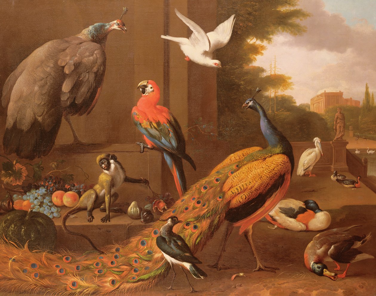 Oiseaux dans un paysage - Melchior de Hondecoeter