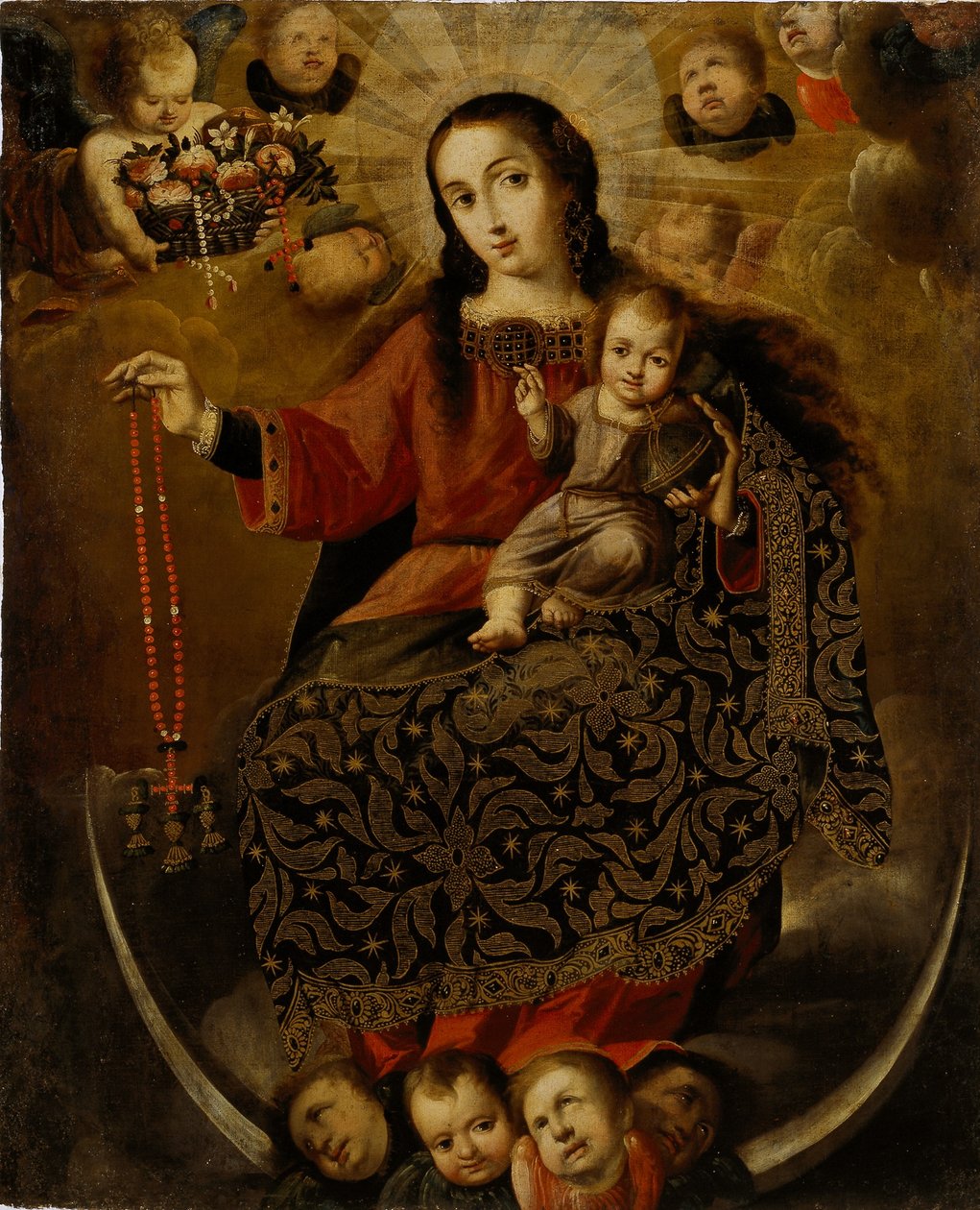 Vierge du Rosaire, fin XVIIe-début XVIIIe siècle - Melchor Pérez de Holguín