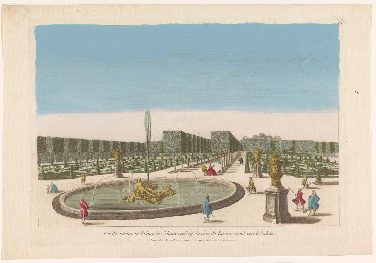 Vue de la fontaine du jardin du Palais Schwarzenberg près de Vienne - Mesard