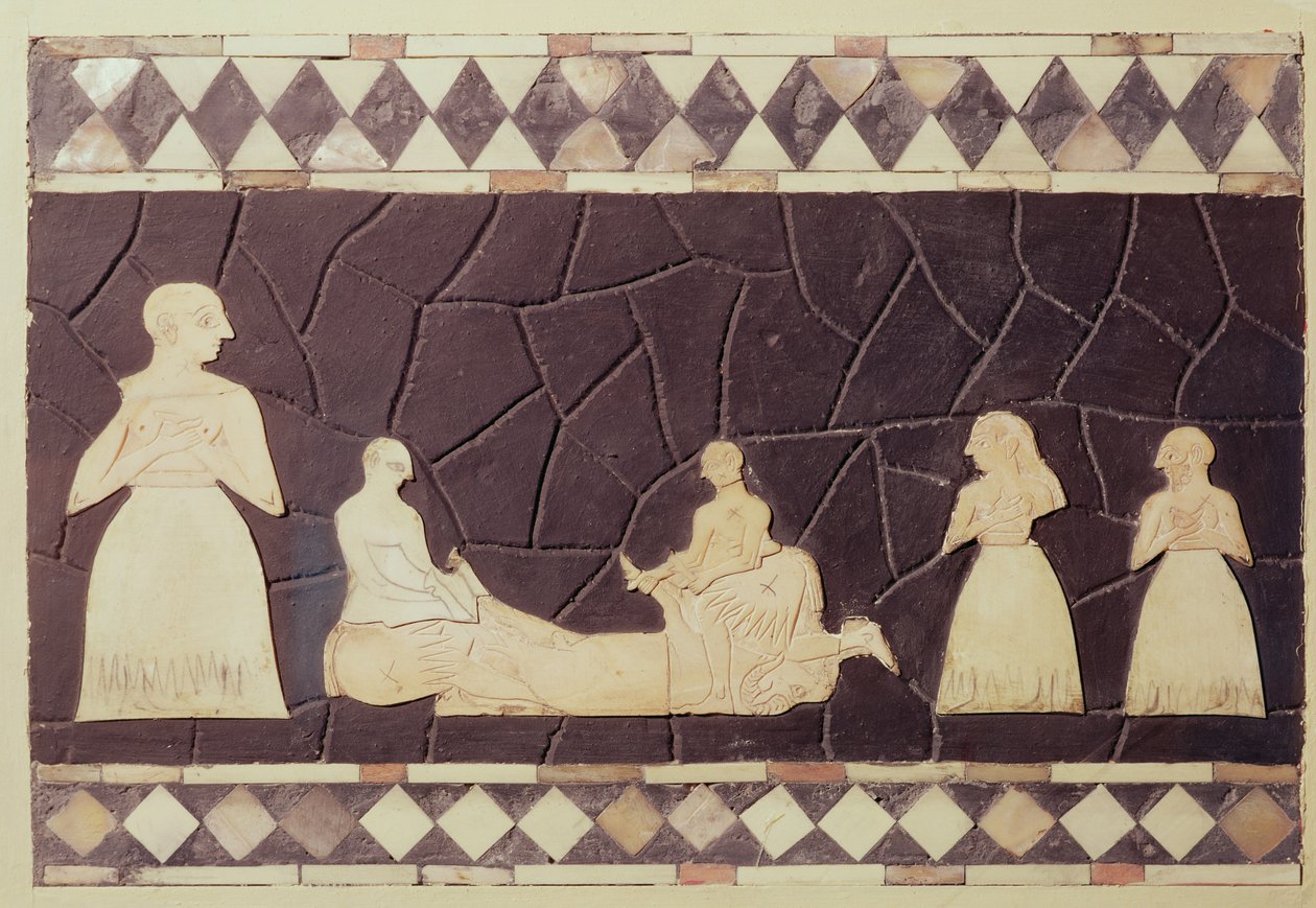 Scène sacrificielle (mosaïque) - Mesopotamian