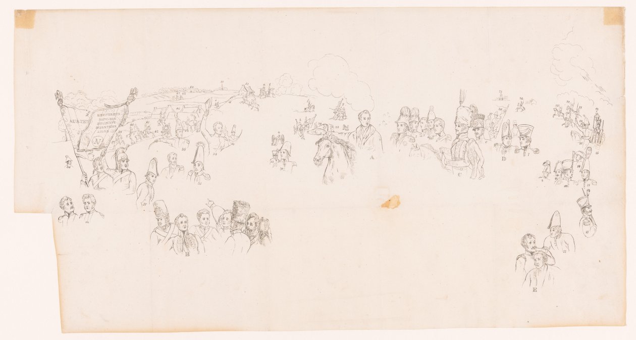 Dessin du tableau représentant la bataille de Waterloo - Met and Meylink