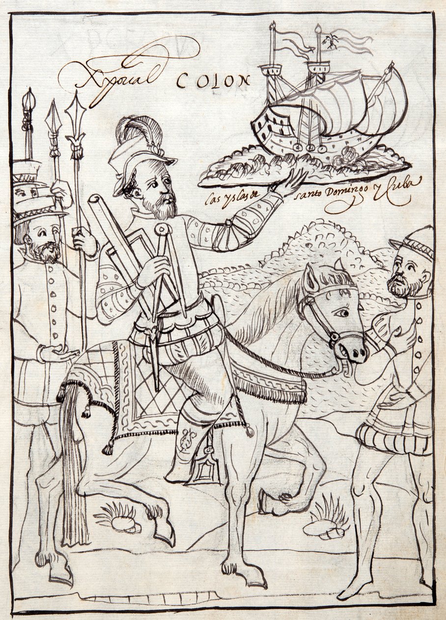 MS Hunter 242 f.247r Christophe Colomb, illustration de l'Historia de ...