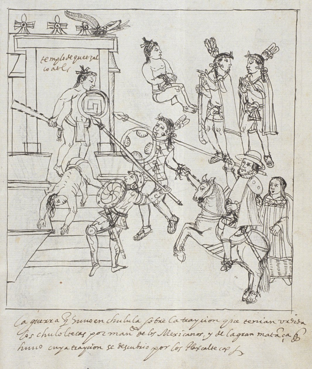 Bataille évangélique, de Historia de Tlaxcala par Diego Muñoz Camargo - Mexican School