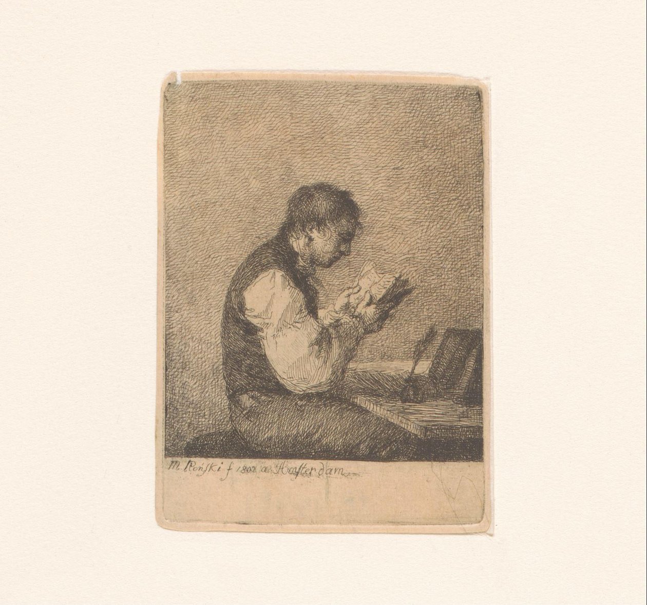 Homme lisant à un bureau - Michał Płoński