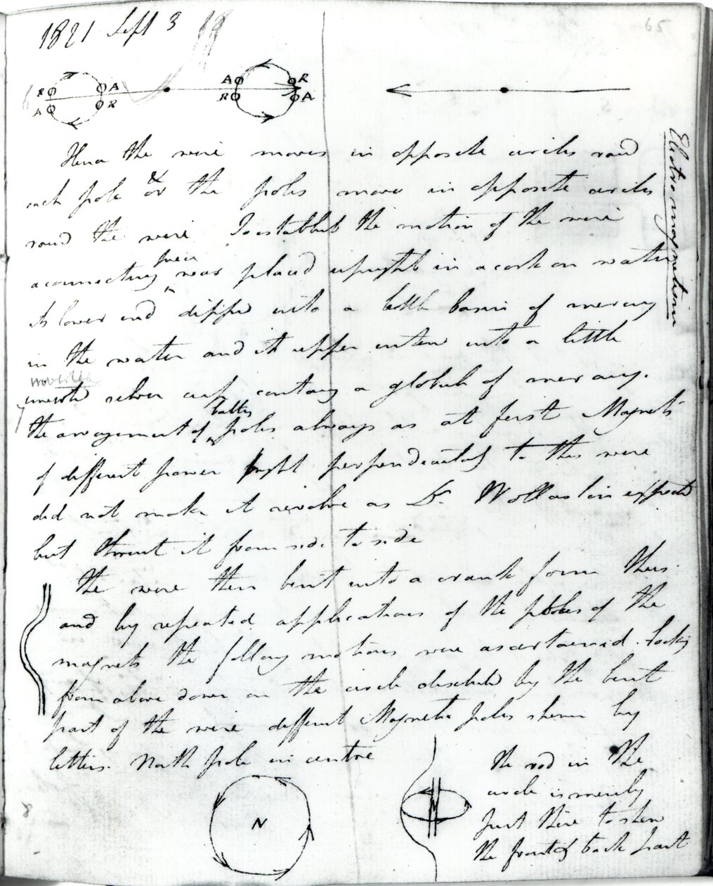 Page 73 du carnet de Faraday, sur l