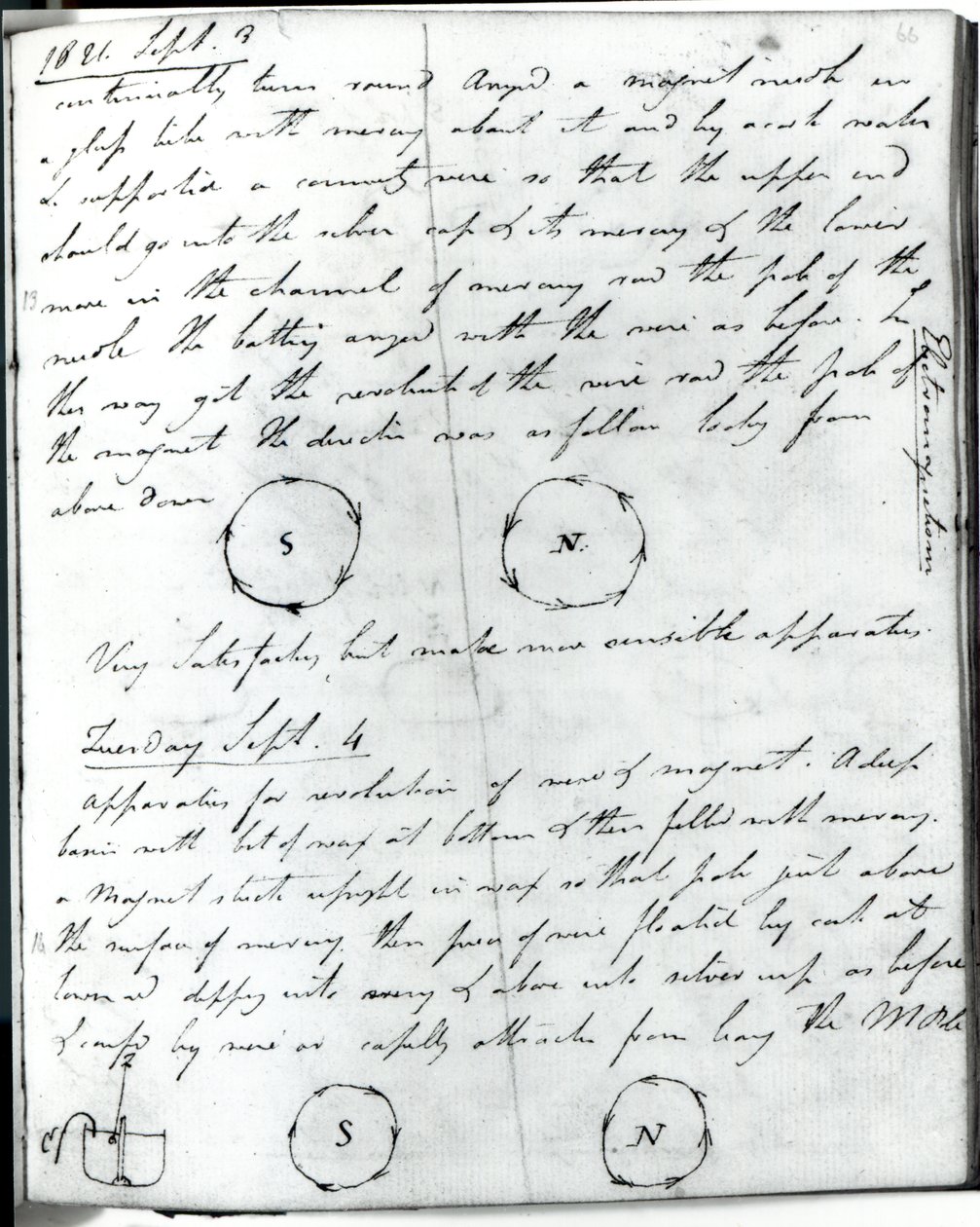 Page 75 du carnet de Faraday, sur l