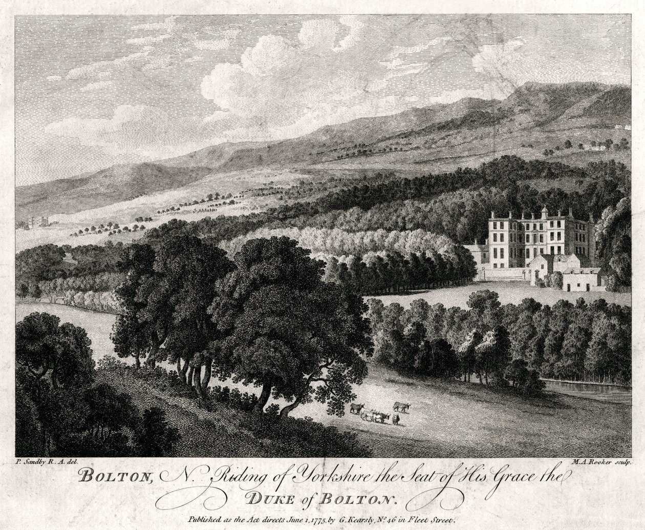 Bolton, North Riding of Yorkshire, la résidence de Son Altesse le duc de Bolton, 1775 - Michael Angelo Rooker