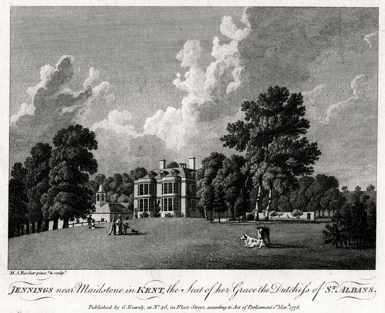 Jennings près de Maidstone dans le Kent, le siège de sa Grâce la Duchesse de St Albans, 1776 - Michael Angelo Rooker
