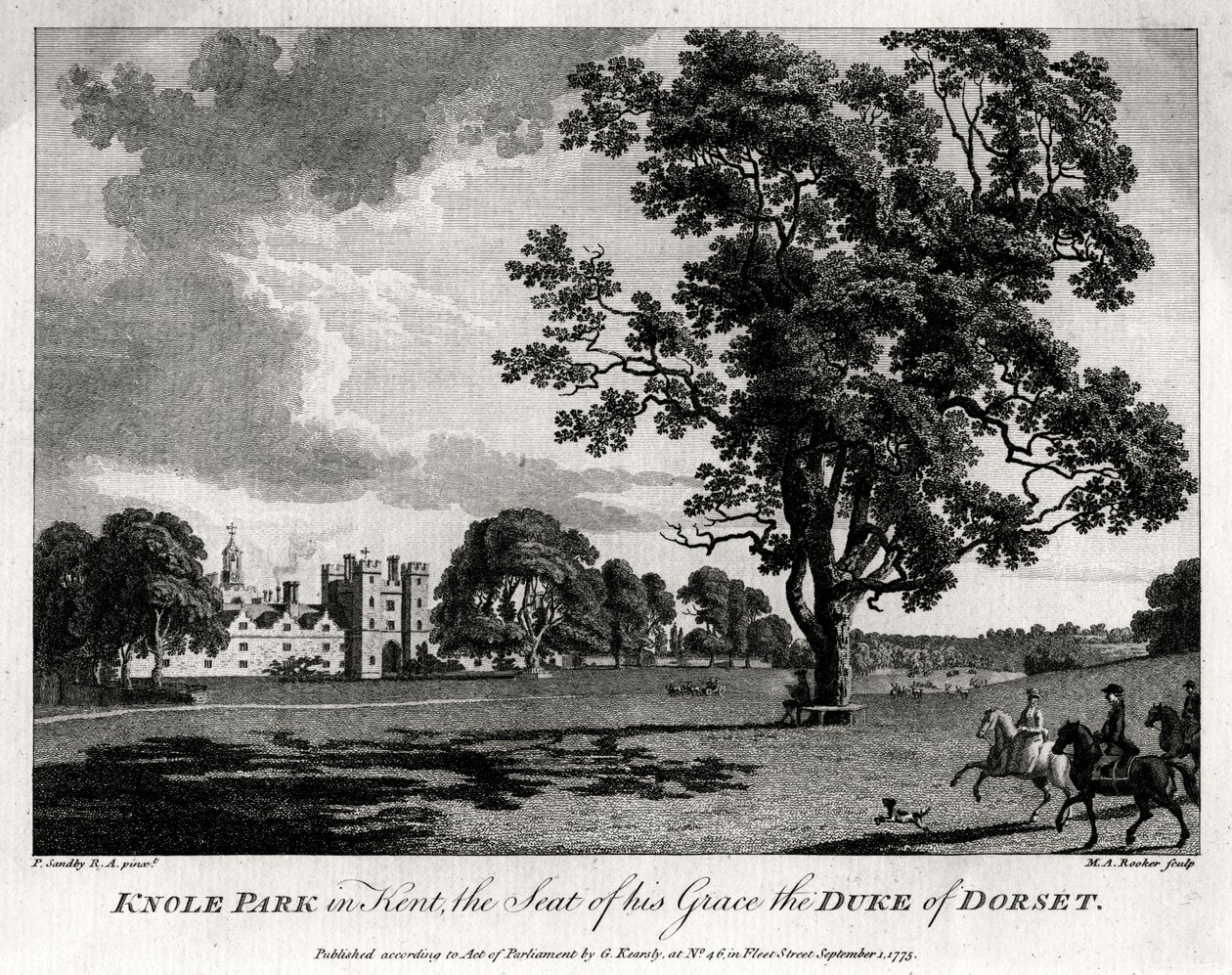 Knole Park dans le Kent, la résidence de Son Altesse le Duc de Dorset, 1775 - Michael Angelo Rooker