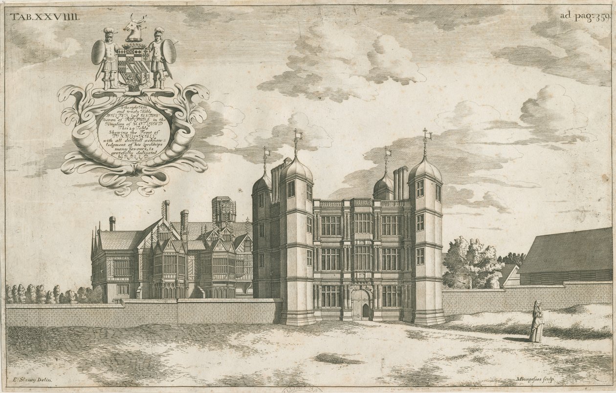 Tixall Hall et Gatehouse: gravure sur cuivre, nd [1686] - Michael Burghers