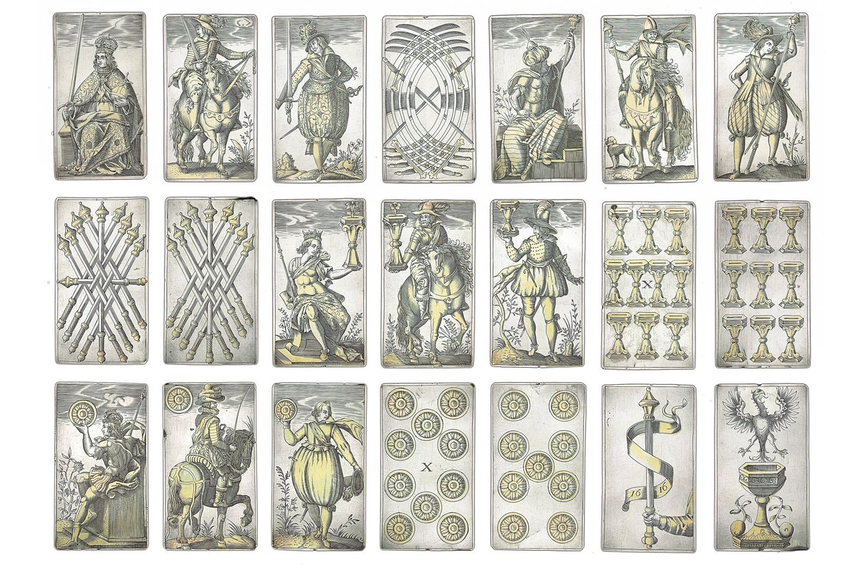 (détail) Ensemble extrêmement rare de 52 cartes à jouer gravées dans les quatre enseignes italiennes, Augsbourg - Michael Froemmer
