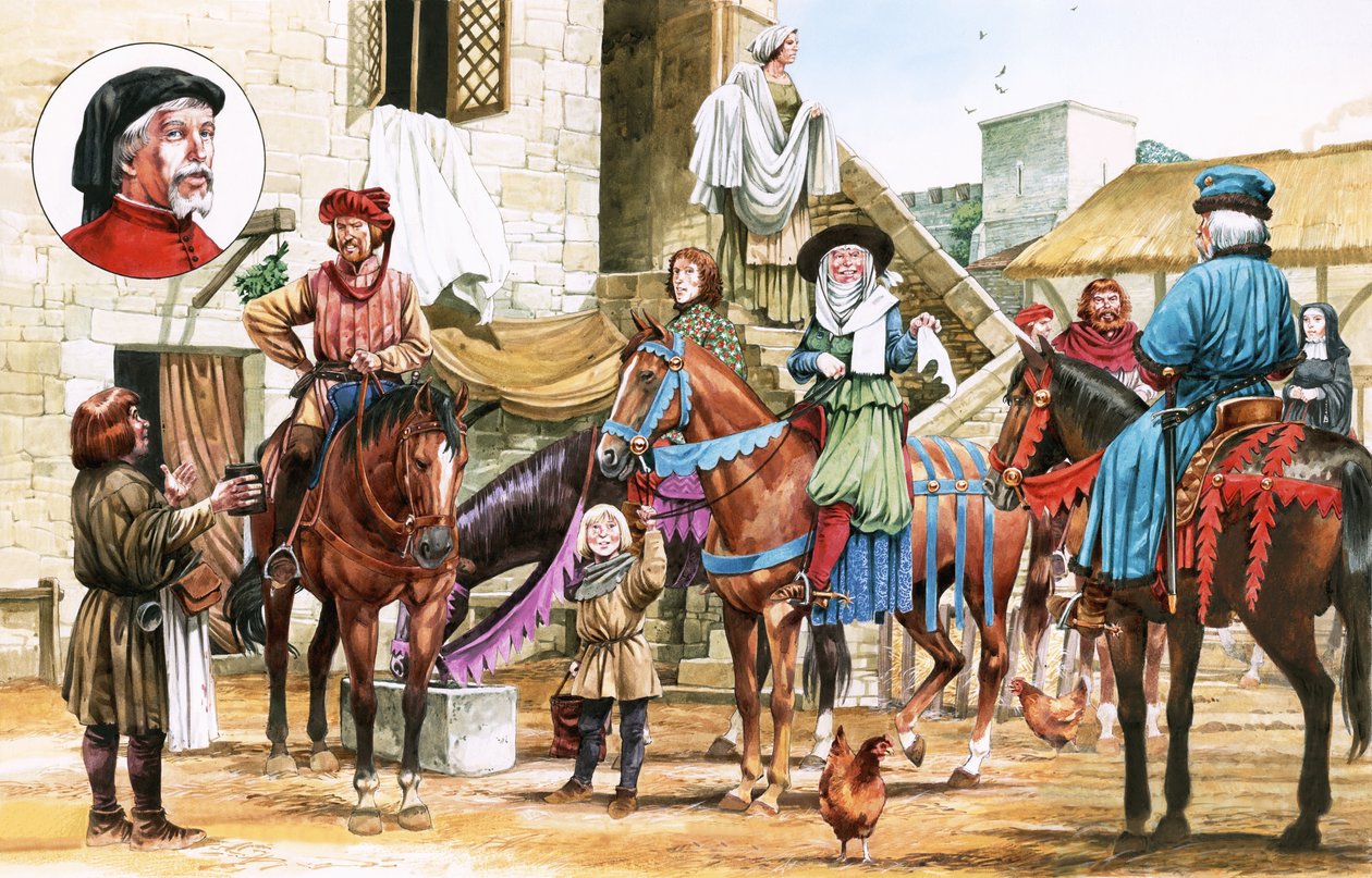 Les Contes de Canterbury. Pèlerins partant de l