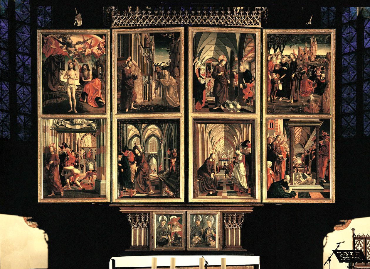 Autel St. Wolfgang, paires de volets intérieurs fermés. 8 scènes (peinture) - Michael Pacher