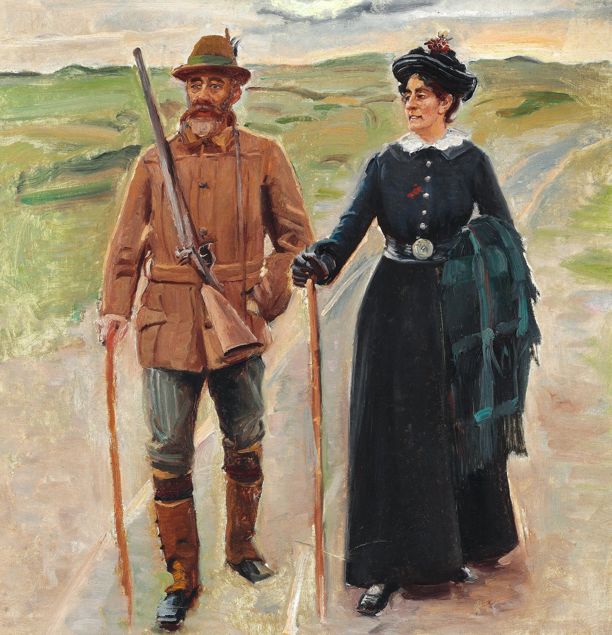 Sødring et sa femme. Étude pour "Hjem fra jagten" (Après la dernière battue). - Michael Peter Ancher