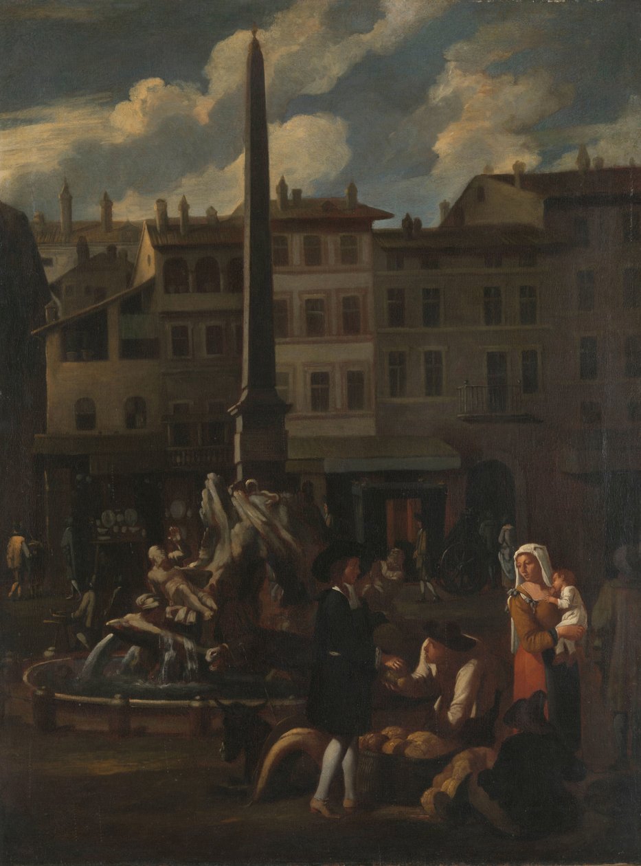 Scène de marché à Rome, Piazza Navonna - Michael Sweerts (manner of)