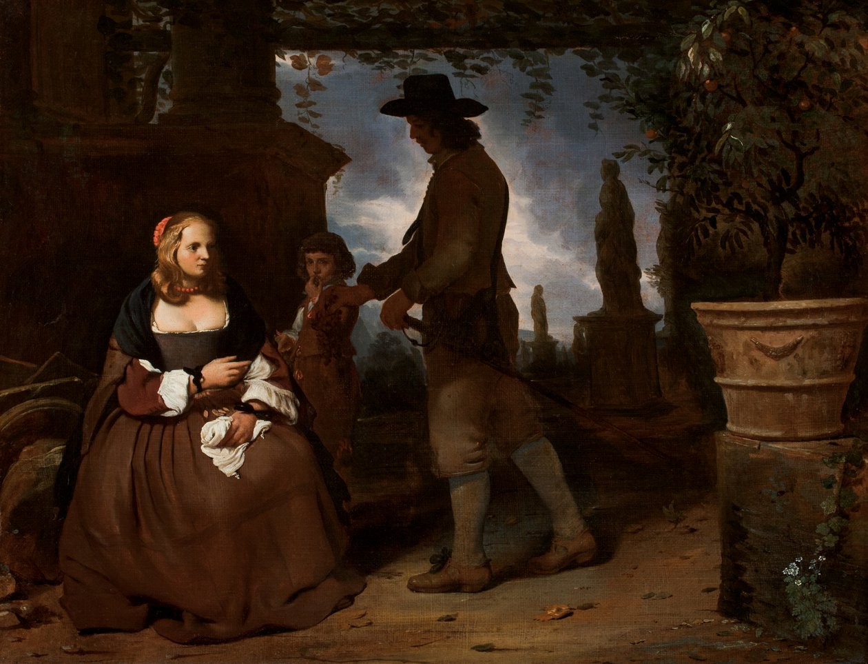 Un jeune couple et un garçon dans un jardin, vers 1650 - Michael Sweerts